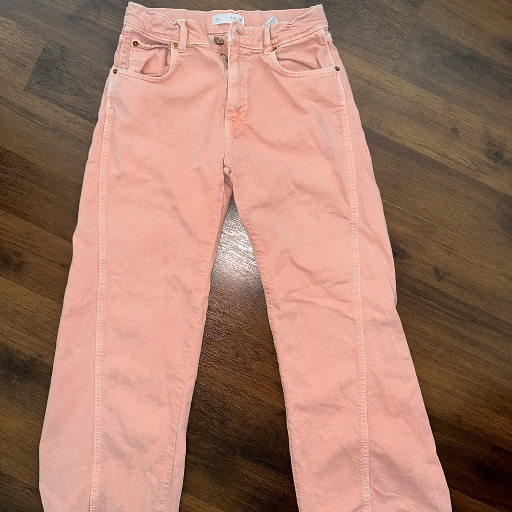 Coral pink straight leg jeans